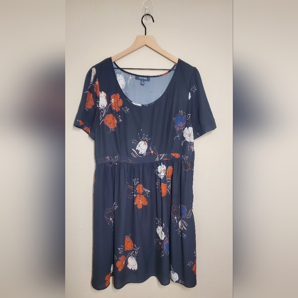ModCLoth XL Navy Fresh Spring Floral Pint Mini Dress - Picture 1 of 3